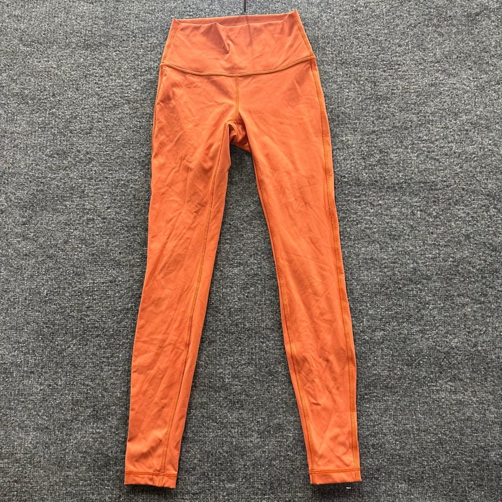 Lululemon Leggings Womens Size 4 Orange High Rise Full Length Athletic Yoga